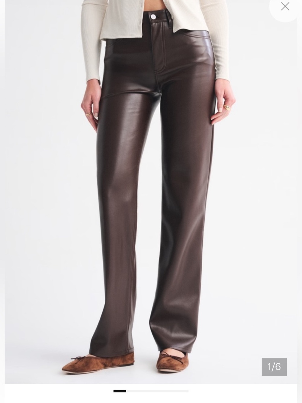 Abercrombie & Fitch Brown 90s Straight Leg ultra high rise faux leather pants